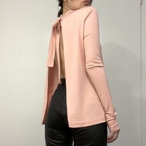 Wilfred Aritzia Chatoyer Salmon Pink Open Back Tie Top M